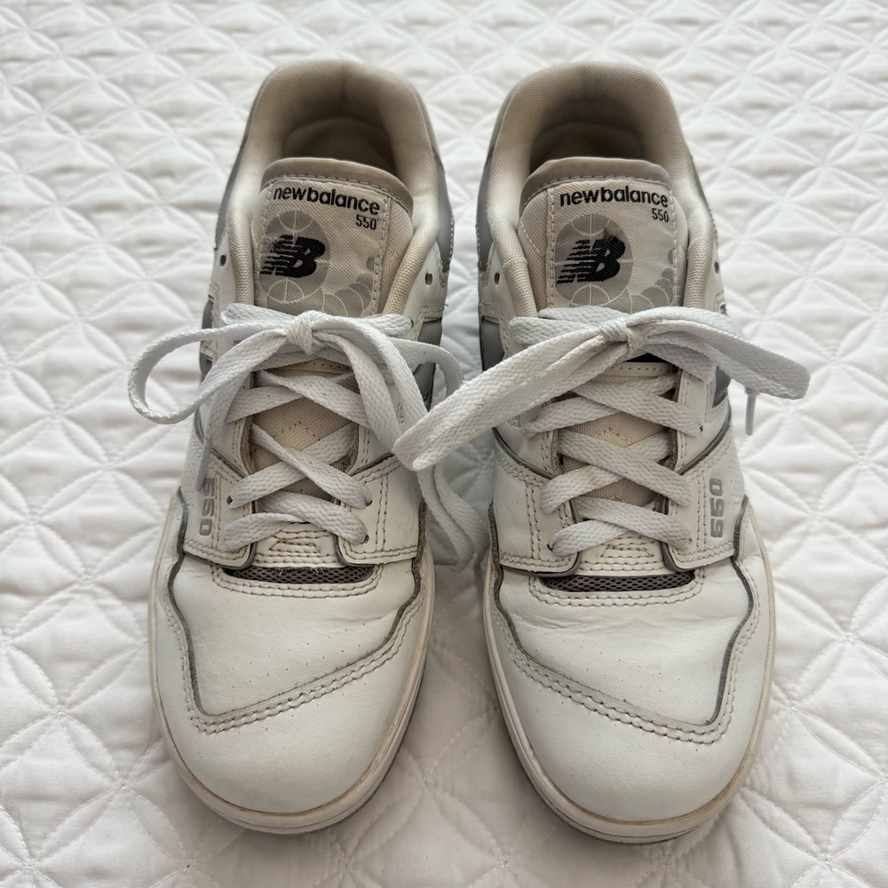New Balance Women's 550 Leather Sneakers White Slate Gray Size 8.5